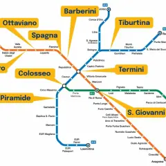 Mappa della metro di Roma con le linee A, B e C. Utile per sapere a che ora apre la metro e pianificare gli spostamenti.