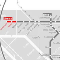 Mappa della metro di Roma: la Linea A con le fermate Torrevecchia, Bembo e Battistini.