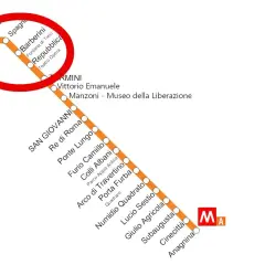 Mappa metro Roma: la linea A con fermate da Ottaviano a Anagnina. In evidenza la zona di Barberini.