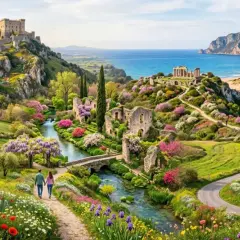 Un paesaggio idilliaco con un castello in collina, rovine antiche, un fiume e un mare azzurro. Un luogo perfetto da scoprire, tra i tesori da vedere a Latina.