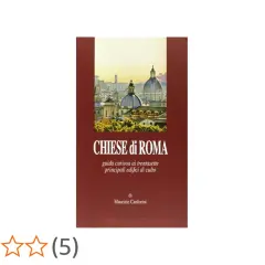 Copertina del libro "Chiese di Roma", guida curiosa ai principali edifici di culto, con un panorama di cupole e campanili.