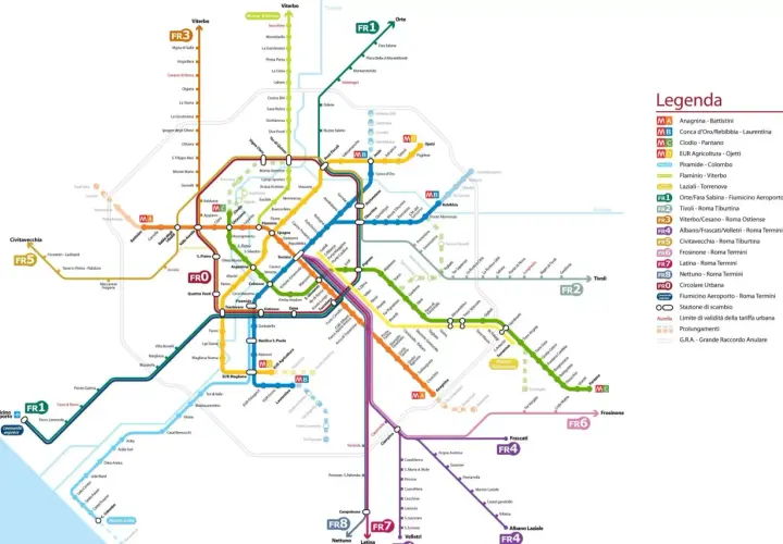 Mappa della metro di Roma: la fermata metro Marconi è indicata sulla linea MD, vicino a EUR Agricoltura.