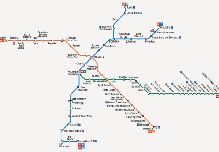 Mappa della metropolitana di Roma: scopri roma come arrivare con le linee A, B e B1, le stazioni e i parcheggi.