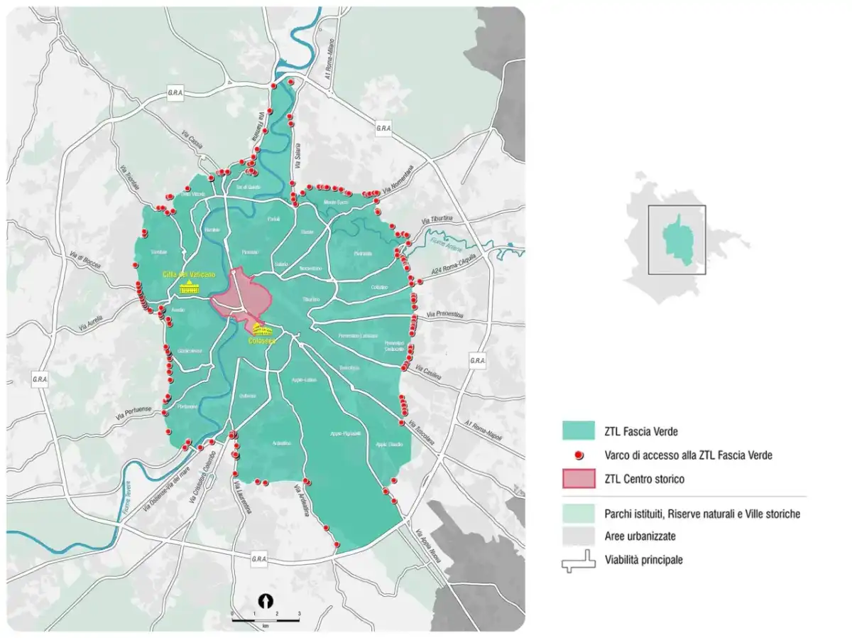 Roma Termini in auto senza ZTL - itinerari e parcheggi