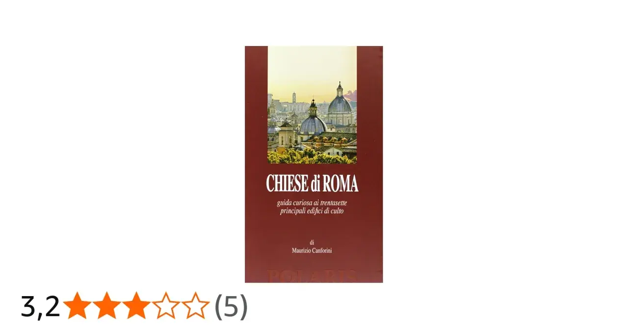 Copertina del libro "Chiese di Roma", guida curiosa ai principali edifici di culto, con un panorama di cupole e campanili.