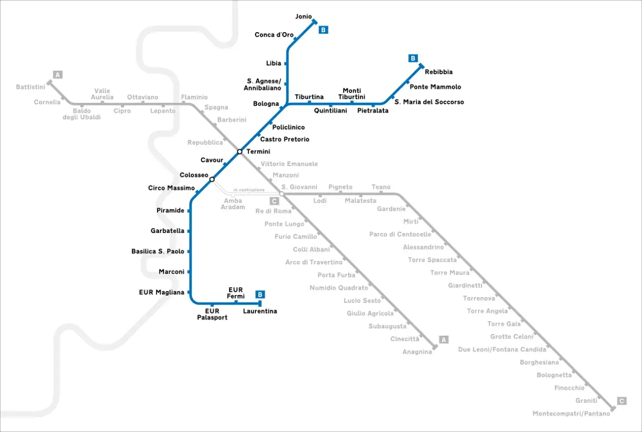 Mappa metro Roma: per arrivare a Piazza Bologna, prendi la linea B da Termini o Tiburtina.